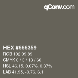 颜色代码: HEX #666359 | qconv.com