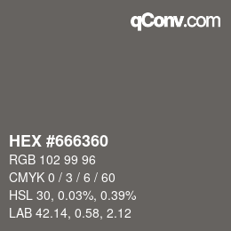 Color code: HEX #666360 | qconv.com