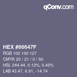 颜色代码: HEX #66647F | qconv.com