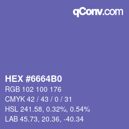 颜色代码: HEX #6664B0 | qconv.com