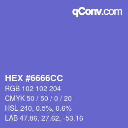 Color code: HEX #6666CC | qconv.com