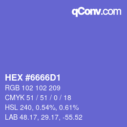 Color code: HEX #6666D1 | qconv.com