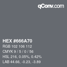 颜色代码: HEX #666A70 | qconv.com