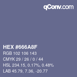 颜色代码: HEX #666A8F | qconv.com