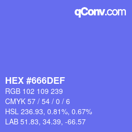 Color code: HEX #666DEF | qconv.com