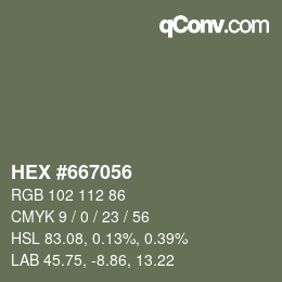 Color code: HEX #667056 | qconv.com