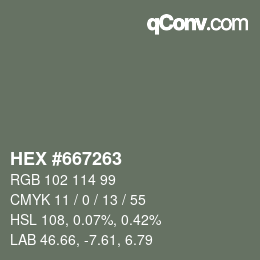 Farbcode: HEX #667263 | qconv.com