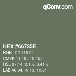 Code couleur: HEX #66735E | qconv.com