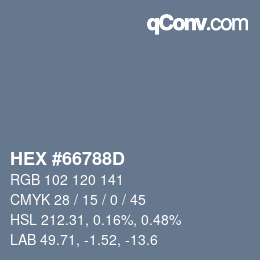 Farbcode: HEX #66788D | qconv.com