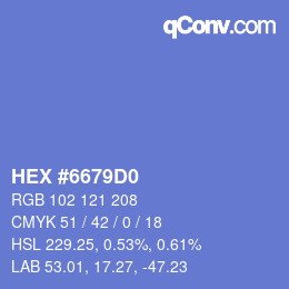Color code: HEX #6679D0 | qconv.com