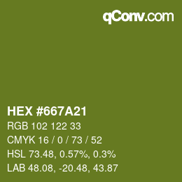 颜色代码: HEX #667A21 | qconv.com