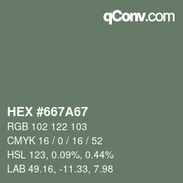 Color code: HEX #667A67 | qconv.com