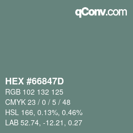 Código de color: HEX #66847D | qconv.com