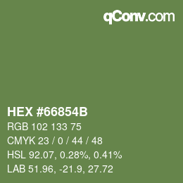 Color code: HEX #66854B | qconv.com