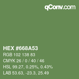 Color code: HEX #668A53 | qconv.com