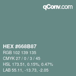 Color code: HEX #668B87 | qconv.com