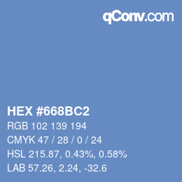 颜色代码: HEX #668BC2 | qconv.com