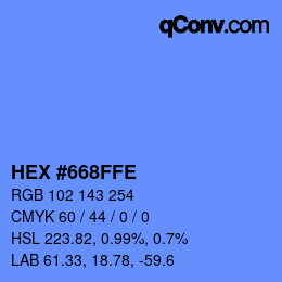 Color code: HEX #668FFE | qconv.com