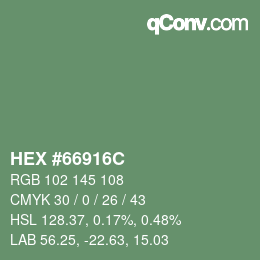 カラーコード: HEX #66916C | qconv.com