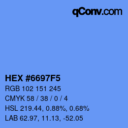 颜色代码: HEX #6697F5 | qconv.com