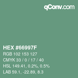 カラーコード: HEX #66997F | qconv.com