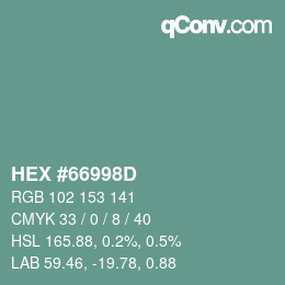 颜色代码: HEX #66998D | qconv.com