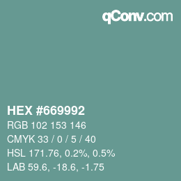 カラーコード: HEX #669992 | qconv.com