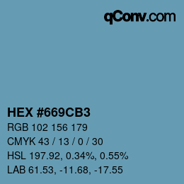 Code couleur: HEX #669CB3 | qconv.com