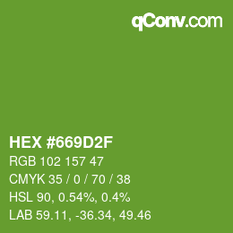 Color code: HEX #669D2F | qconv.com