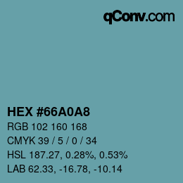 Farbcode: HEX #66A0A8 | qconv.com