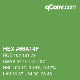 Farbcode: HEX #66A14F | qconv.com