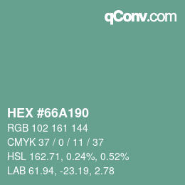 颜色代码: HEX #66A190 | qconv.com
