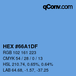 Color code: HEX #66A1DF | qconv.com