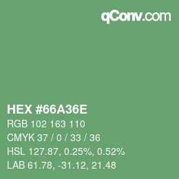 Color code: HEX #66A36E | qconv.com