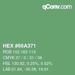 カラーコード: HEX #66A371 | qconv.com