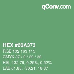 Farbcode: HEX #66A373 | qconv.com