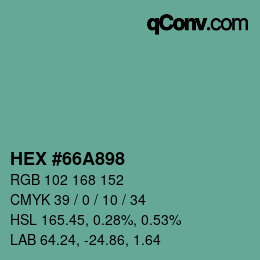 Color code: HEX #66A898 | qconv.com