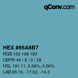 カラーコード: HEX #66A8B7 | qconv.com