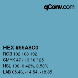カラーコード: HEX #66A8C0 | qconv.com