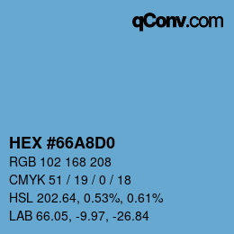 カラーコード: HEX #66A8D0 | qconv.com