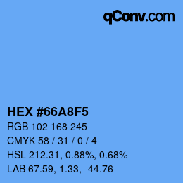 颜色代码: HEX #66A8F5 | qconv.com