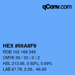 カラーコード: HEX #66A8F9 | qconv.com