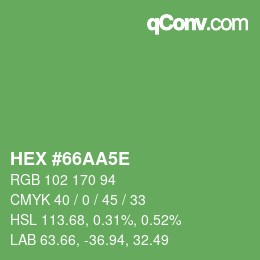 Color code: HEX #66AA5E | qconv.com