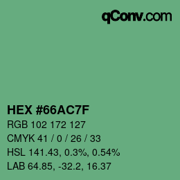 Color code: HEX #66AC7F | qconv.com