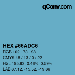 颜色代码: HEX #66ADC6 | qconv.com