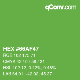 Color code: HEX #66AF47 | qconv.com