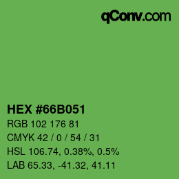 Color code: HEX #66B051 | qconv.com