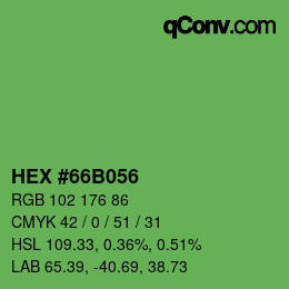 カラーコード: HEX #66B056 | qconv.com