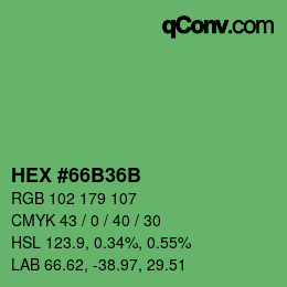 颜色代码: HEX #66B36B | qconv.com
