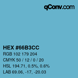 Color code: HEX #66B3CC | qconv.com